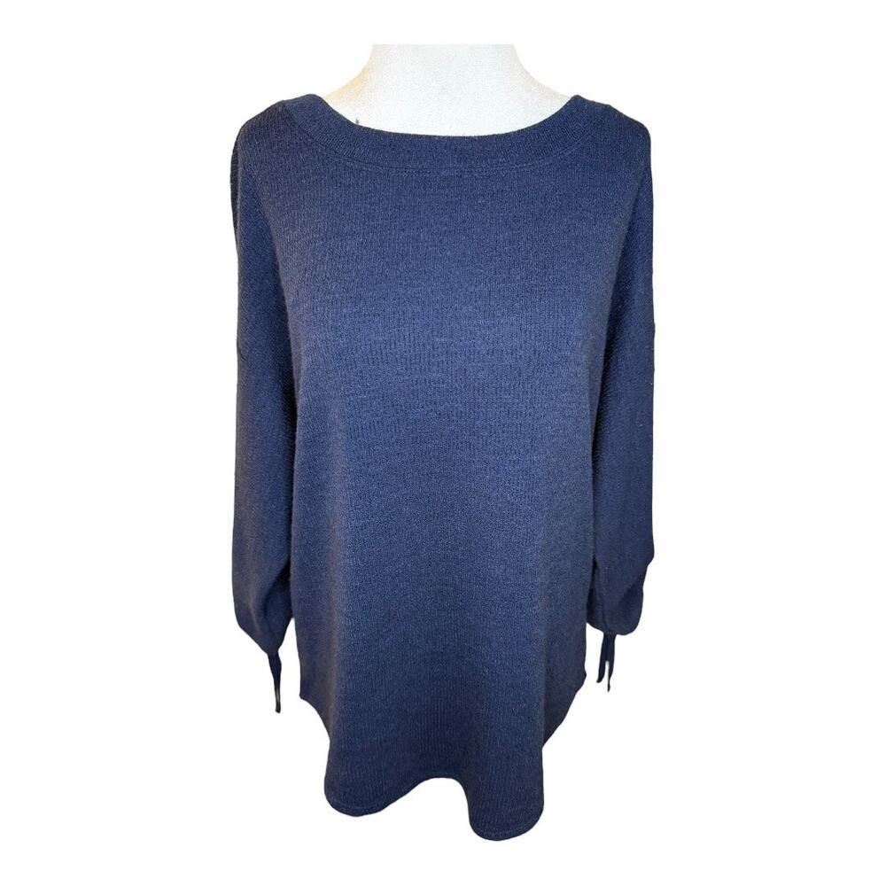 Max Studio Women's Small Navy Blue Pullover Sweater Boat Neck Casual NWOT